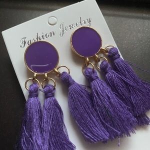 Purple tassel earrings